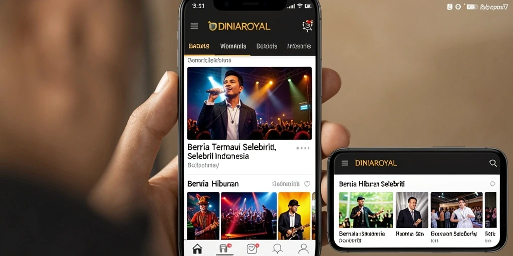 Tampilan antarmuka aplikasi DUNIAROYAL yang menarik dan informatif.