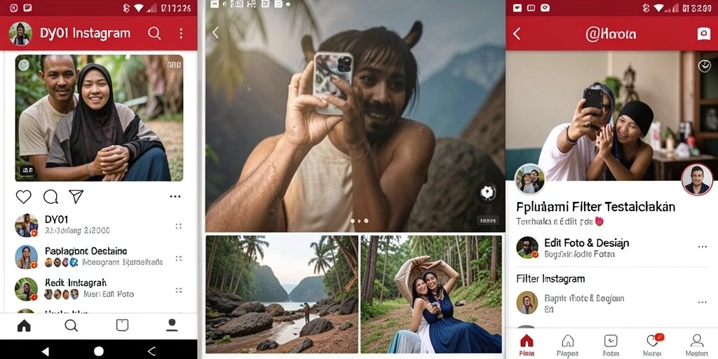 Antarmuka canggih dengan berbagai pilihan filter Instagram.