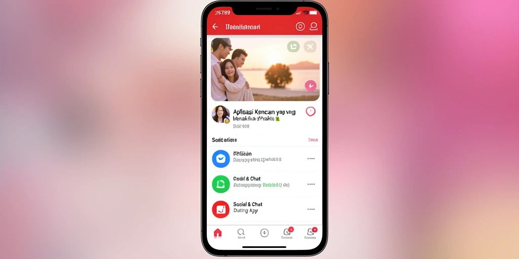 Tampilan antarmuka menarik dan fungsional dari aplikasi Dating.