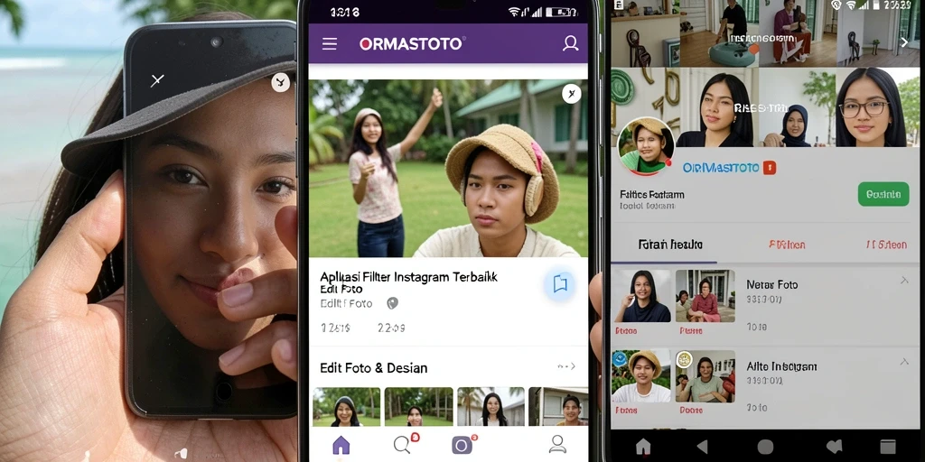 Tampilan antarmuka ORMASTOTO untuk filter Instagram yang menarik dan mudah digunakan.