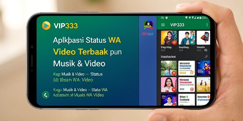 Antarmuka aplikasi VIP333 dengan berbagai pilihan status video.