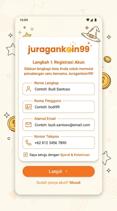 Cara Mudah Buat Akun Baru juragankoin99 untuk Android